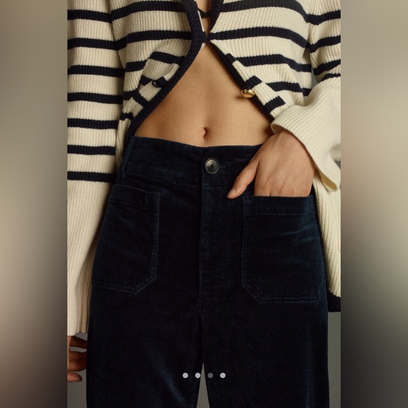 The Colette Full-Length Wide Leg Corduroy Pants by Maeve 26w Navy - Picture 3 of 7
